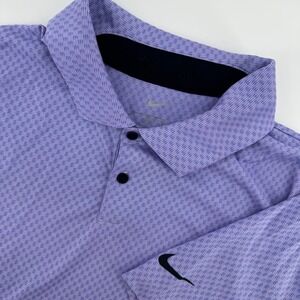 Nike‎ Dri FIT RUN Men's XL Polo Shirt Purple Geometric Athletic Golf Casual